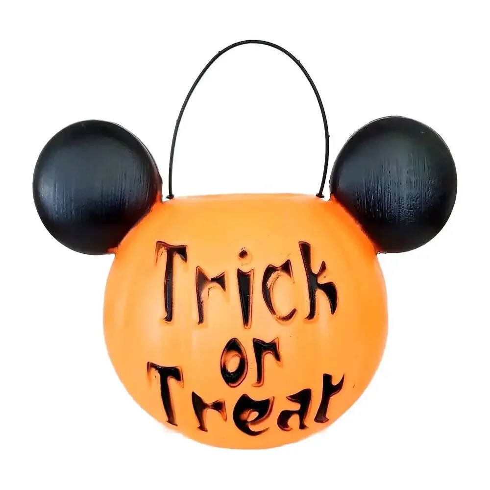 Halloween‎ Disney Mickey Mouse Ears Orange Trick Or Treat Candy Bucket Pail USA